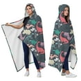 thumbnail image 2 of Wearable Blanket,DarkBlue Colorful Dinosaurs Plants Pattern Hooded Wearable Flannel Blanket for Adults & Teens,Winter Poncho Shawl Wrap Cape Cozy Anti-Pill,60"x80", 2 of 5