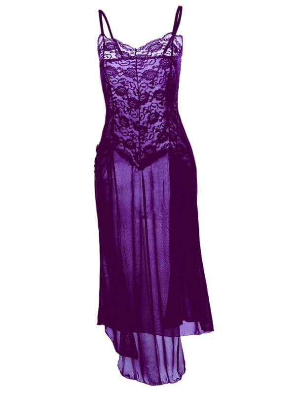 Women Lace Lingerie Long Dress Nightgown Nightwear Gown Sleepwear