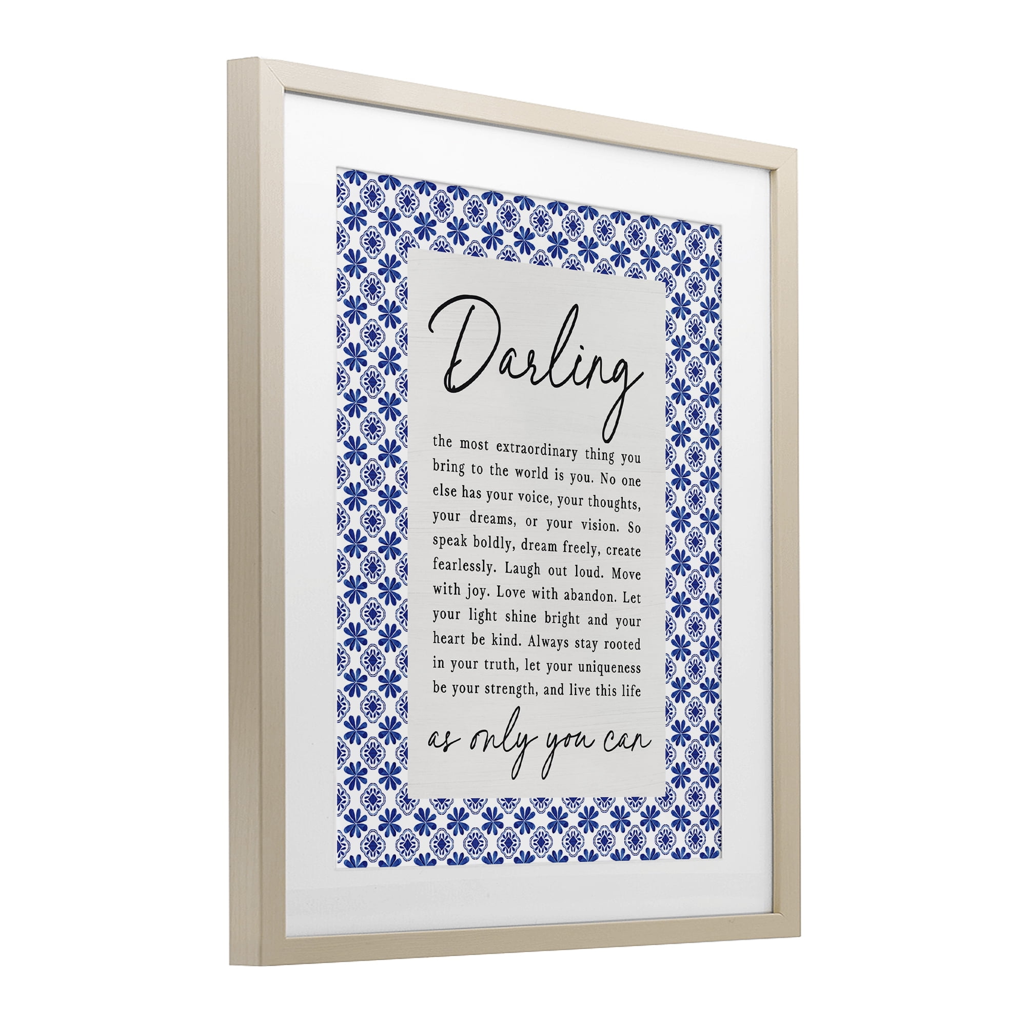 Darling Only You Can Inspiring Birch Framed Print Under Glass, design by Lettered and Lined