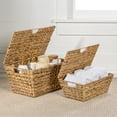 thumbnail image 2 of happimess BSK2007A-2SET Wilder Classic Farmhouse Woven Hyacinth Rectangular Storage Baskets with Lids and Handles, Natural (Set of 2), 2 of 7