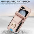 thumbnail image 3 of Allytechgroup Case for Samsung Galaxy Z Flip 7 FE/ 6, Rugged Faux Leather Cover with Lanyard & Shoulder Strap Kickstand Credit Card Holder Cash Pocket Shockproof Full Body Protective, Rosegold, 3 of 9