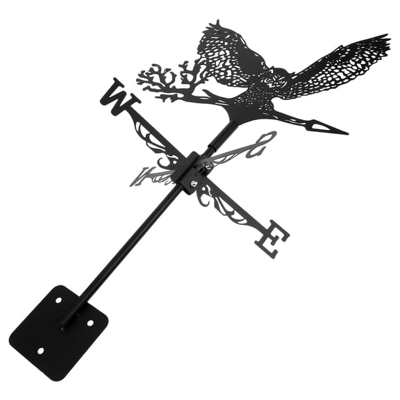 YUYUETIME Iron Owl Weather Vane Black Metal Garden Yard Decoration Durable Stable
