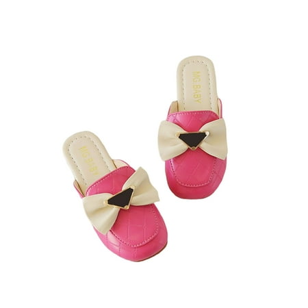 

Fangasis Girl s Slides Beach Mules Summer Flat Sandals Kids Flats Indoor Outdoor Casual Slip On Clogs Rose Red 2Y