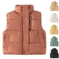 thumbnail image 3 of XIMIN Toddler Boys Girls Quilted Cropped Puffer Vest Winter Coat Sleeveless Stand Collar Lightweight Down Coat Standing Collar Baby Padded Waistcoat Warm Outerwear, 3 of 3