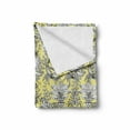 thumbnail image 2 of Grey and Yellow Soft Flannel Fleece Throw Blanket, Bohem Design with Flowers Leaves Swirls and Dots Image, Cozy Plush for Indoor and Outdoor Use, 70" x 90", Black and White, by Ambesonne, 2 of 6