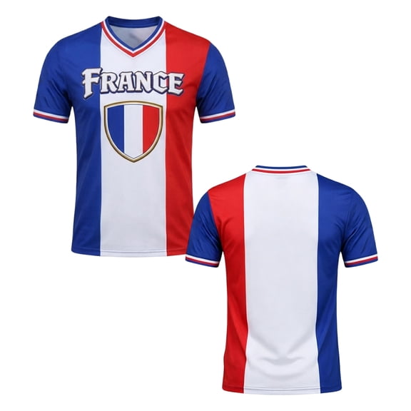2026 Soccer Cup Fan Jersey for Men, V-Neck Short Sleeve T-Shirt with National Team Graphic, Soft Cotton Blend Athletic Top, 1 PC Blue L