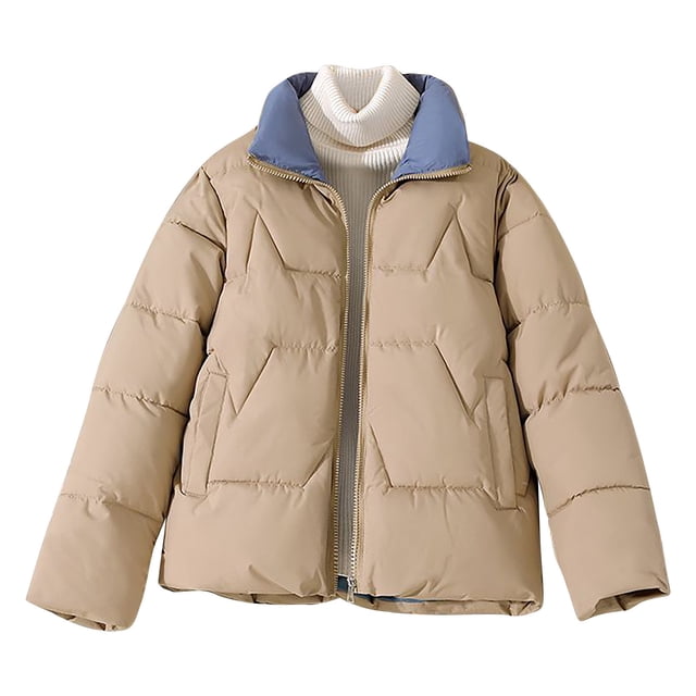 Chaquetas y abrigos casuales de manga larga sin capucha para mujer, chaqueta de algodón con cremallera y manga larga, chaqueta de algodón de color liso, abrigo para mujer
