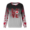 thumbnail image 5 of Bmisegm Mode Femme Saint-Valentin Imprimé Col Rond Chandail en Molleton Ajusté Chandail Manches Longues Chemises d'Entraînement Ample Blouse Décontractée pour Femmes Gris Foncé TTG, 5 of 5