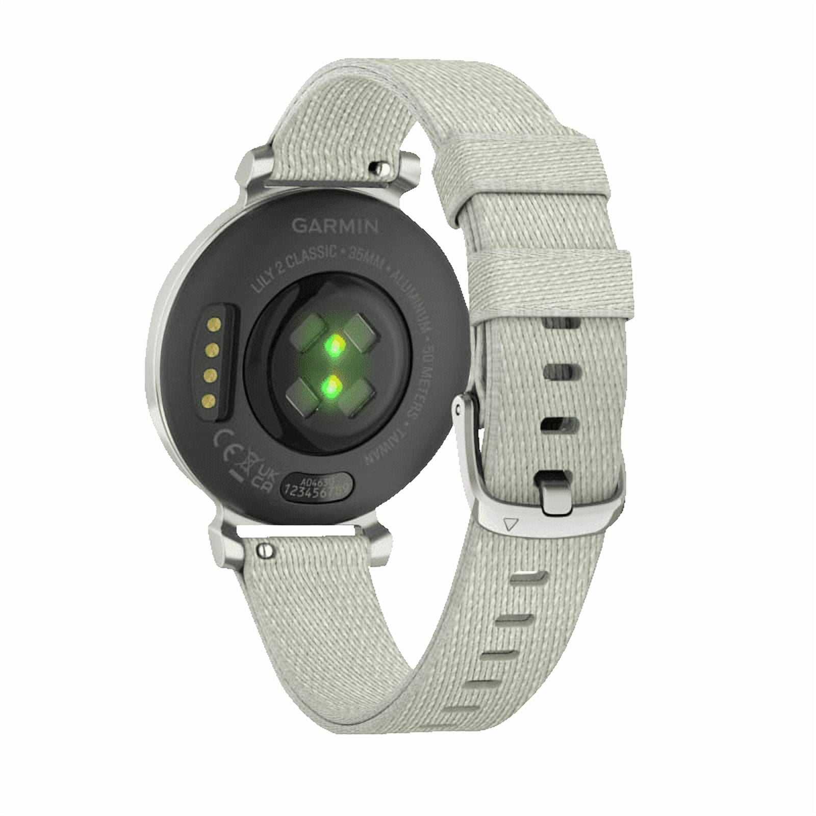 Garmin Lily 2 Classic, Silver with Sage Gray Nylon Band (Garmin Certified )