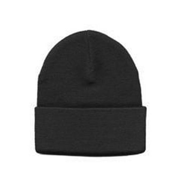 Hero's Pride Blank Beanie Watch Cap - Acrylic Knit, One Size, Black