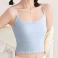thumbnail image 7 of Tnhcen Women's Summer Cotton Camisole Built-in Bra Sleepwear Lace Trim Sleeveless Backless Top Comfortable Nightwear S-XL Multiple Colors Available Blue, 7 of 7