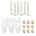 thumbnail image 1 of Barba de gnomo de tela sintética, 3 pares de trenzas, suministros para disfraces, manualidades, juguete de nariz de gnomo blanco, 1 of 3