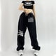thumbnail image 2 of Gibobby pantalones anchos con bolsillos Ajuste holgado Elástico Cordón Joggers Pantalones Entrenamiento Casual Imprimir Pantalones holgados Correr Yoga Gimnasio Plus Deporte Harem (Negro, M), 2 of 4