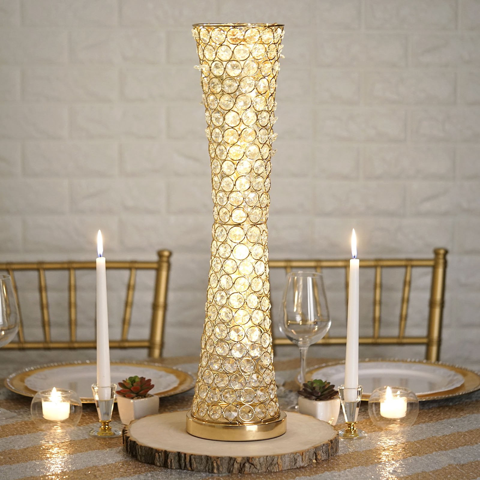 trumpet gold and silver vases