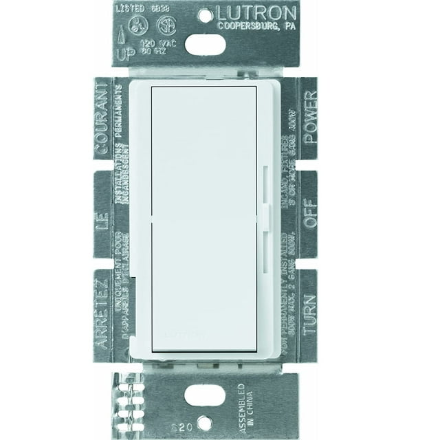 Interruptor regulador electrónico Lutron Diva de baja tensión de 300 W, color blanco