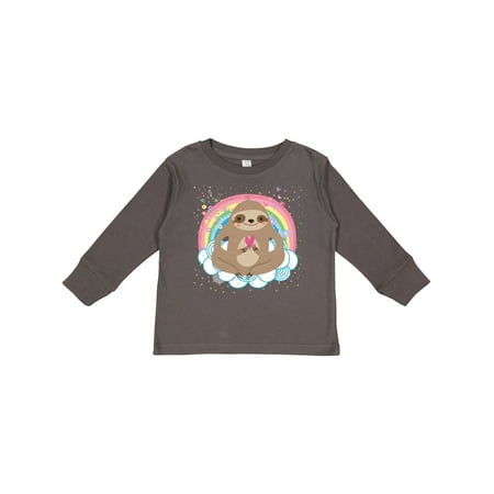 

Inktastic Sloth Yoga Rainbow Gift Toddler Toddler Girl Long Sleeve T-Shirt