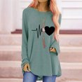 thumbnail image 2 of Chandails d'Automne pour Femmes Col Ras du Cou Imprimé Battement de Cœur Amour Blouse à Manches Longues Décontractée Tunique Ample à Porter avec un Legging, 2 of 4