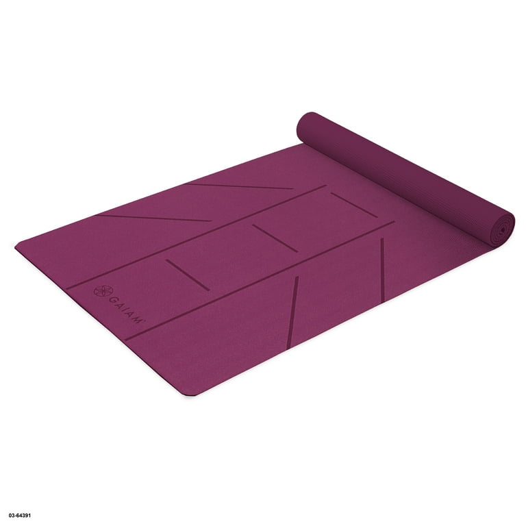 Gaiam Ultra-Sticky Alignment Yoga Mat, Fuchsia, 6mm Thickness