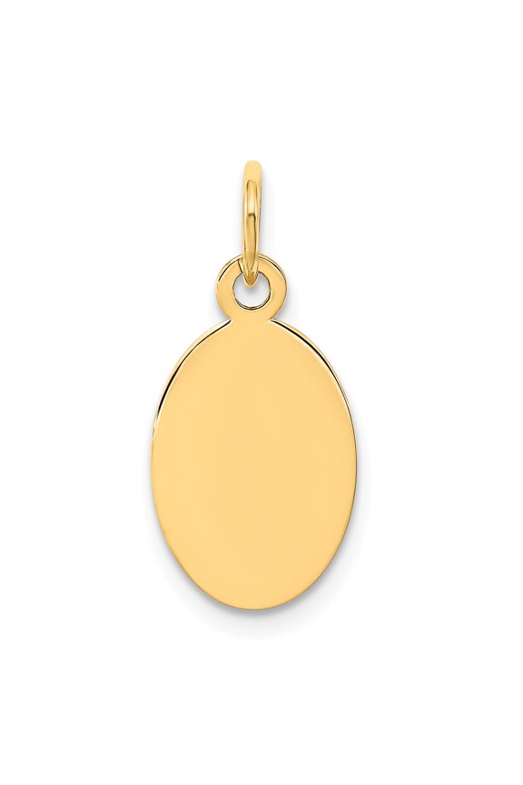 14k Plain .018 Gauge Engravable Oval Disc Charm in 14k Yellow Gold
