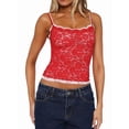 thumbnail image 2 of Lace Camisole for Women Tank Top Going Out Y2K Fashion Top Lace Crop Tops Summer Trendy Tops Red M, 2 of 10