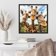 thumbnail image 3 of Kate and Laurel Sylvie Funny Animal Giraffe Selfie Framed Canvas Wall Art by The Creative Bunch Studio, 22x22 Black, Funny Cute Animal Art for Wall, 3 of 7