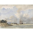 thumbnail image 2 of Willem Anthonie van Deventer 24x18 Black Ornate Framed Double Matted Museum Art Print Titled: Maas for Rotterdam, with an American and Swedish Ship (1834 - 1893), 2 of 5