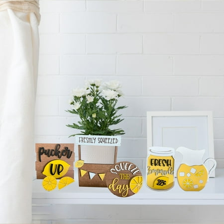 

REYYOISKA Summer Yellow Lemon Tiered Tray Decorative Decor Featured Home Decor