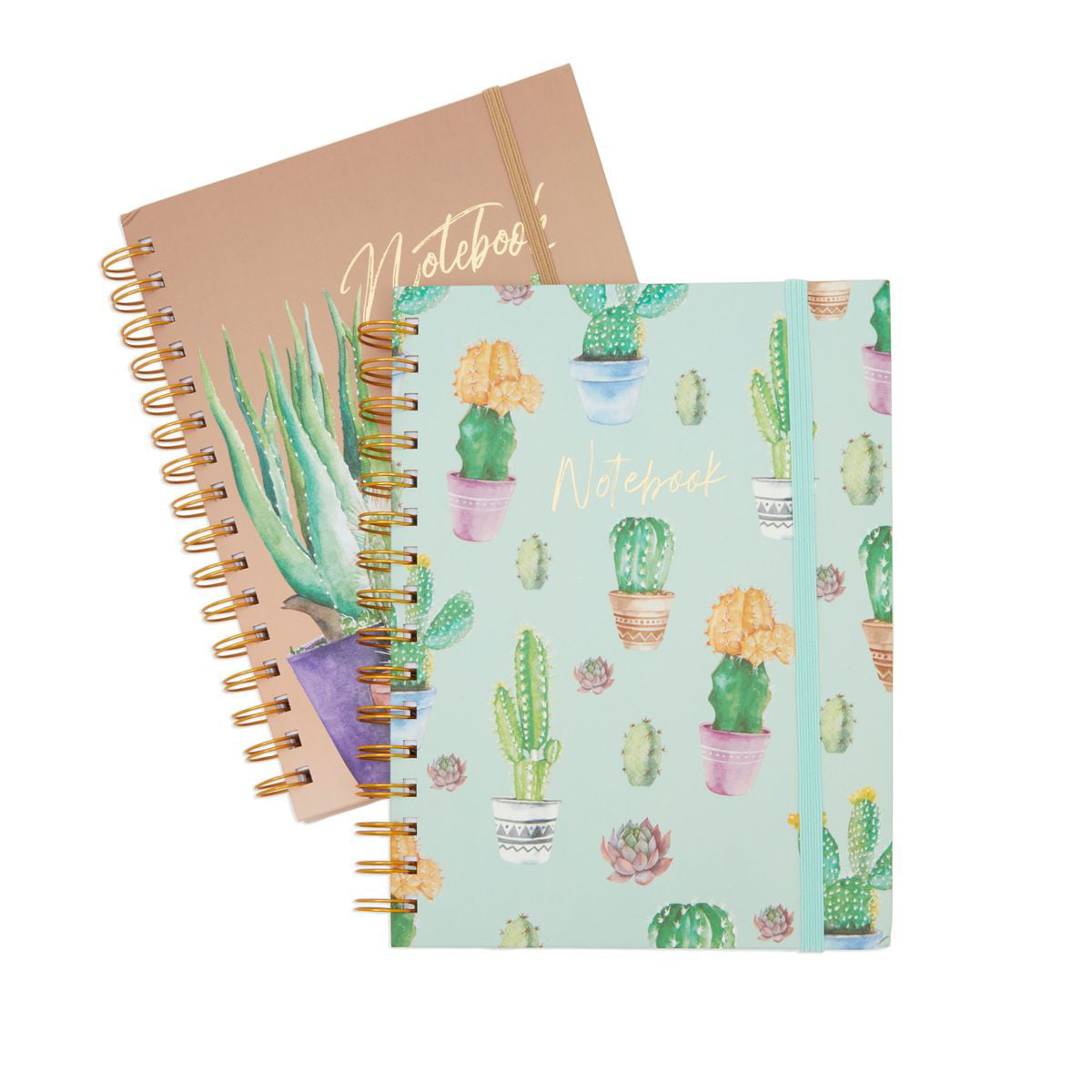 Cactus Print Hardcover 6.5" x 9.75" with Spiral Notebook Journal and Note Set 