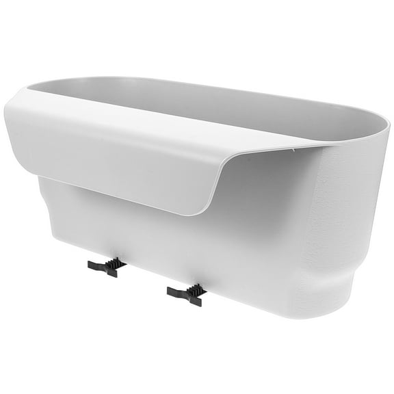 OFFIGAM White Plastic Railing Flower Box for Balcony, Outdoor Planter, 1 Pack