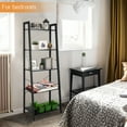 thumbnail image 3 of Fionafurn 5 Tier Ladder Shelf Bookshelf Open Storage Rack with Metal Frame，for Home Office,Black panel, 3 of 8