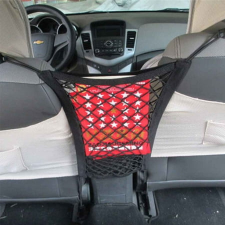 Car Seat Net Bag Pocket Organizer Strong Elastic Car Mesh Net Bag Between Car Organizer Seat Back Storage Bag Luggage Holder Pocket ()