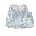 thumbnail image 2 of BOOMNY Child Girls Pajamas Sets 2 Peice Plaid Long Sleeve Lace Sleepwear Tops Pants Pjs Set for Kids Cozy Loungewear Homewear, 2 of 5