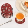 thumbnail image 4 of 6 Pcs Drink Coasters with Holder 3.94in Woven Coasters for Drinks Red and White Snowflakes Coaster Set for Protection Table, 4 of 7