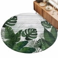 thumbnail image 2 of Round Area Rugs 3.3Ft, Palm Leaves Non-Slip Washable Circle Rugs Carpet, Tropical Botanical Leaf Summer Wooden Gray Indoor Outdoor Rug Floor Mats Throw Runner for Bedroom Living Room Bathroom, 2 of 8