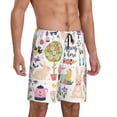 thumbnail image 6 of Mens Pajama Shorts, Spring Hand Drawn Flowers Birds Sleep Shorts Men Pajama Bottoms Lounge PJ Shorts with Pockets, 6 of 6