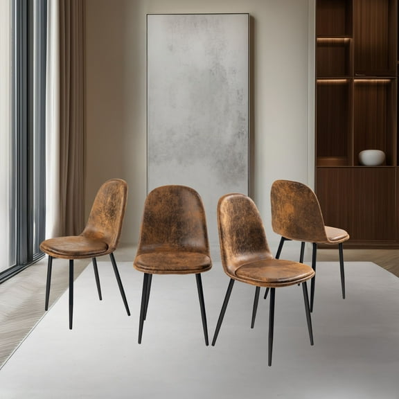 FurnitureR Dining Chairs Set of 4, Modern Armless Chairs with Soft Cushions, Durable Metal Frame & Sophisticated Hot-Stamping Detail, Ideal for Kitchens, Dining Rooms, and Meeting Areas, Suede
