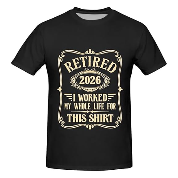 Bibifish Mens T-Shirt Novelty Graphic Retired 2026 Print Crew Neck Short Sleeve Standard Tshirts Retirement Party Casual Streetwear Tee