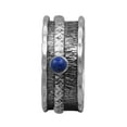 thumbnail image 1 of Spinner Ring 3MM Round Lapis Fidget Hammered 925 Silver Men Women Band, 1 of 2