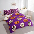 thumbnail image 2 of Feelyou Cute Pumpkin Twin Bedding, Cartoon Witch Cat Bedding Comforter Set, Purple Orange, Halloween Reversible, 7pcs, 2 of 7