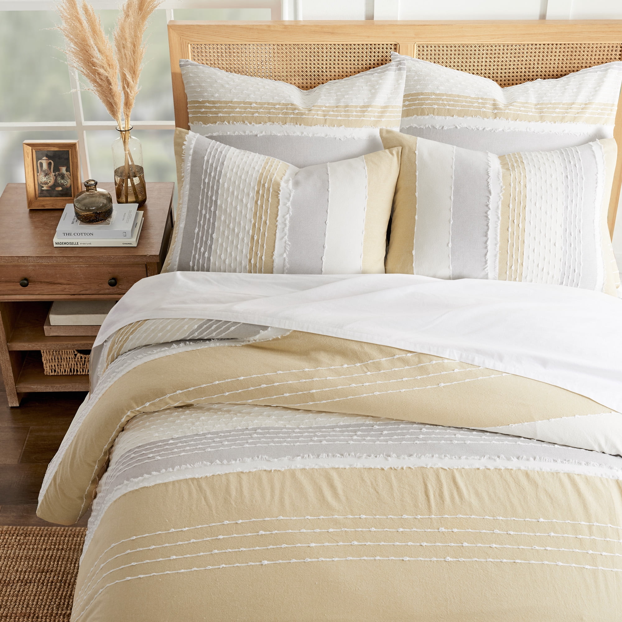 Levtex Home - Santander Duvet Cover Set - Twin Duvet Cover + Two Standard Pillow Cases - Grey, Chambray, Blue, White - Jacquard - Duvet Cover (68 x 88in.) and Pillow Case (26 x 20in.) - Cotton