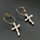 thumbnail image 3 of 1 par de pendientes colgantes de cruz de perla simple, pendientes de moda con forma de gota, joyería decorativa para mujer., 3 of 7