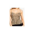 thumbnail image 3 of GUESS Womens Beige Animal Print Leopard Spaghetti Strap Peplum Top S, 3 of 4