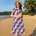 thumbnail image 4 of Xecao Leopard Print for Women Summer Short Sleeve Midi Dress with Pockets Casual Aline Flowy Tshirt Dress Vocation Beach Sundress, 4 of 6