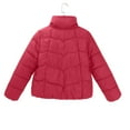 thumbnail image 5 of VISALY Women's Oversized Puffer Full Zip Quilted Bubble Coats Padded Long Sleeve Winter Warm Coat Zip Up Short Puffer Tunic Jackets Red M, 5 of 9