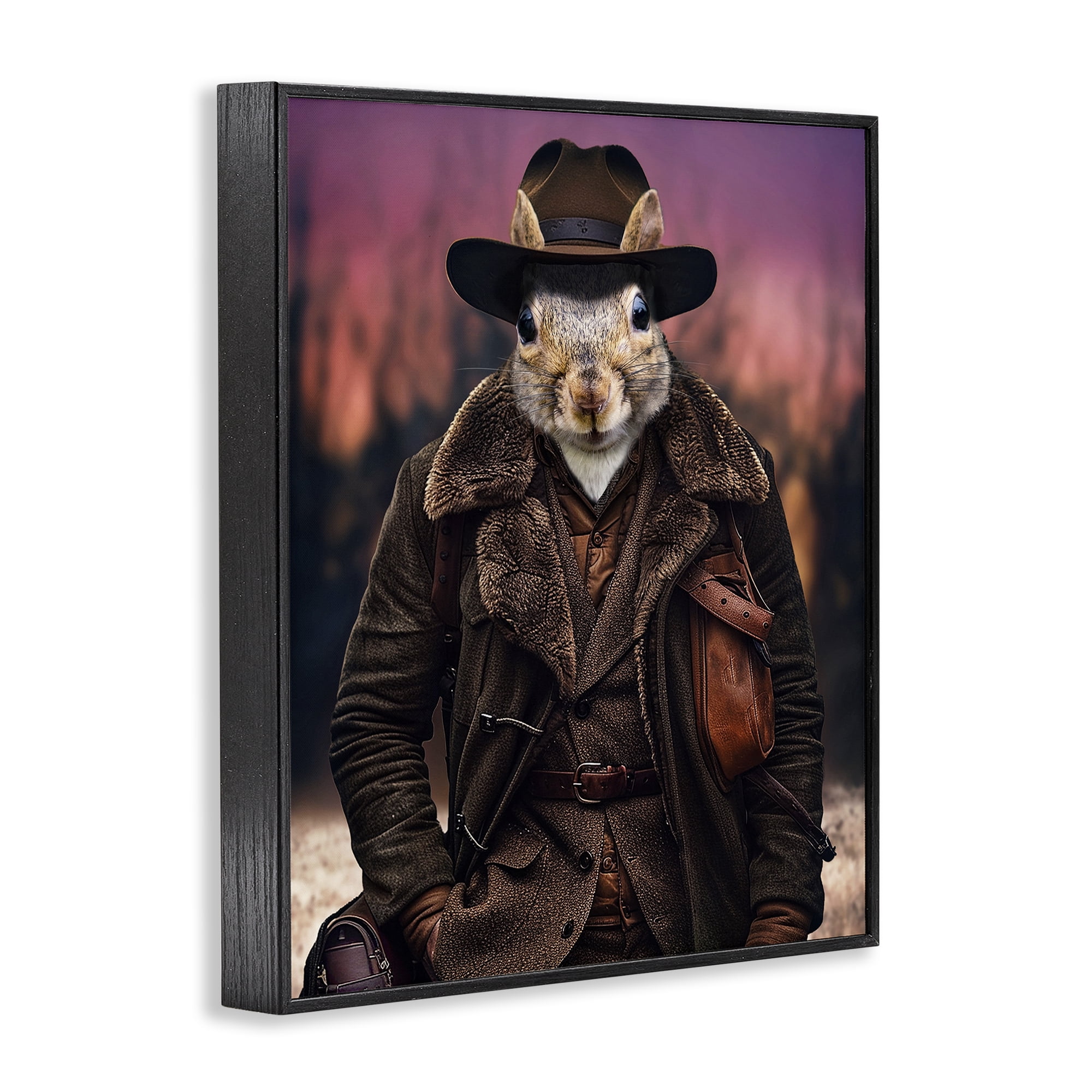 Stupell Industries Classic Squirrel Fashion Animals & Insects Painting Black Framed Art Print Wall Art, 16 x 20