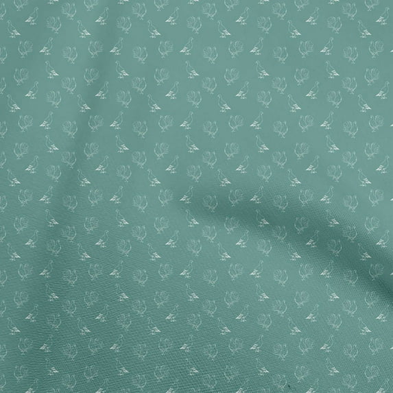 oneOone Viscose Chiffon Dusty Teal Green Fabric Pigeon Bird Sewing Material Print Fabric By The Yard 42 Inch Wide
