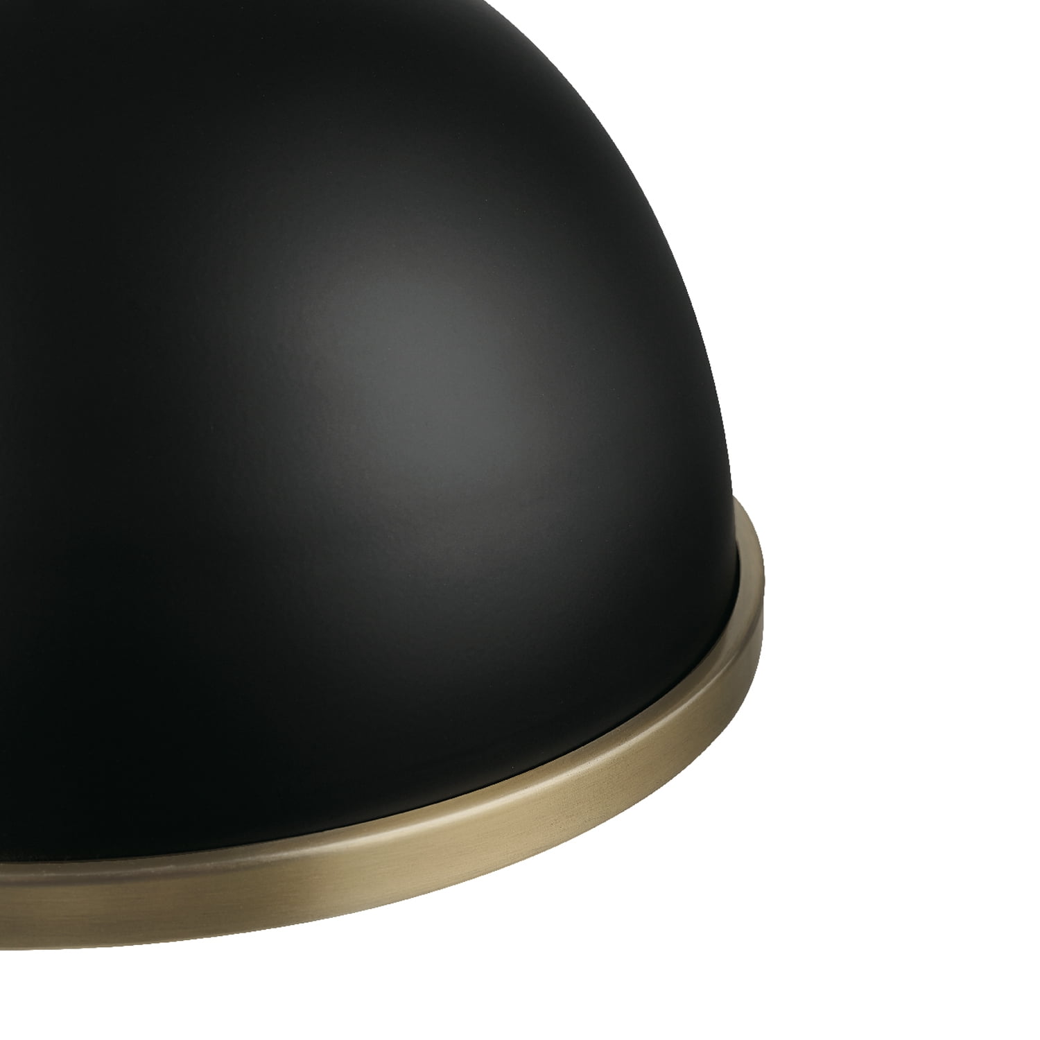 Globe Electric 1-Light Matte Black Indoor Semi-Flush Mount Ceiling Light Brass Accents