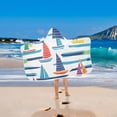 thumbnail image 2 of Yayeee Kids Hooded Towels Toddler Soft Absorbent Beach Bathing Wrap 50" x 23.5", Colorful Sailboats, 2 of 5