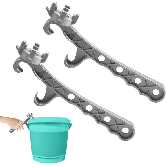 3 in 1 Bucket Opener 5 Gallon, Aluminum Bucket Lid Opener, Multi-Functional Bung Wrench Cap Remover Tool for Prying Twisting Small Large Metal Plastic Can Pail Home Industrial Use (2 Pack)