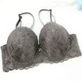 thumbnail image 2 of felwors Women's Lace Bras Push Up Solid Color Soft Everyday Padding Classic Underwire Lift Up Bra(Dark Gray, XXXL), 2 of 3